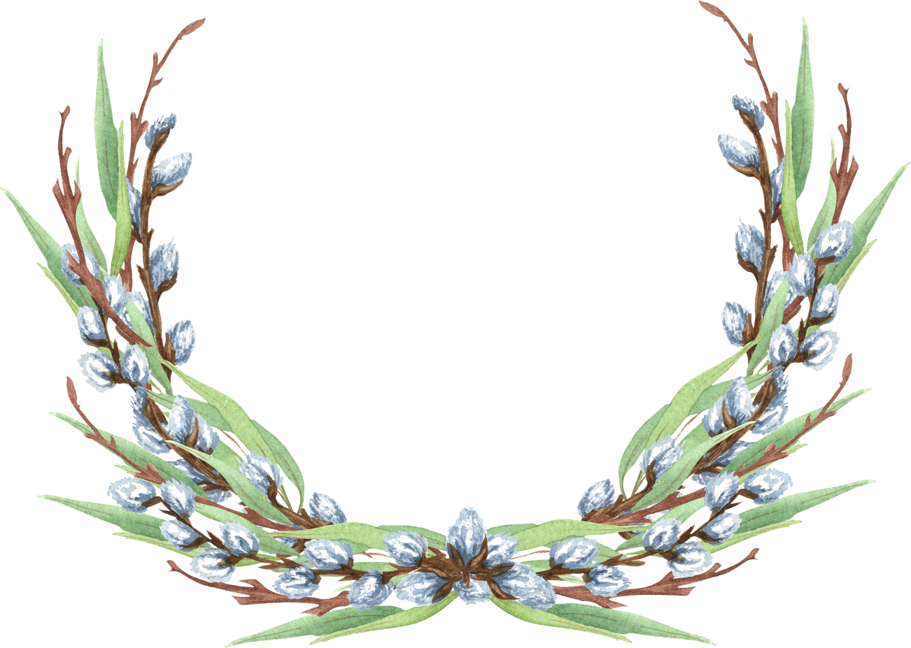Pussy Willow Wreath Illustration